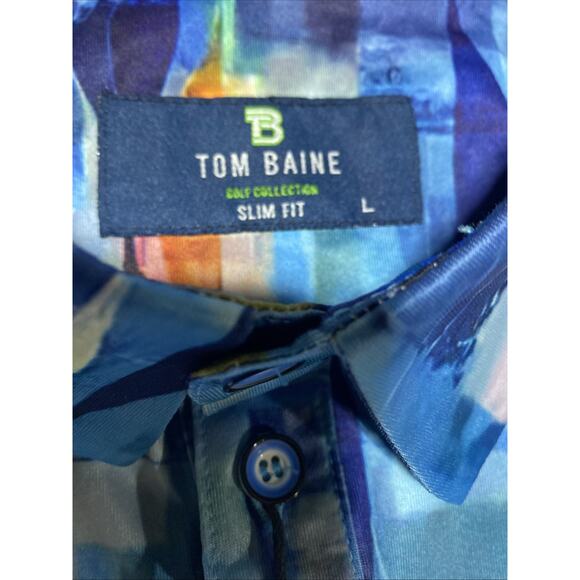 Tom Baine Shirt Mens Large Sky Blue Polo Golf Four Way Stretch Wrinkle Free New - Picture 7 of 11